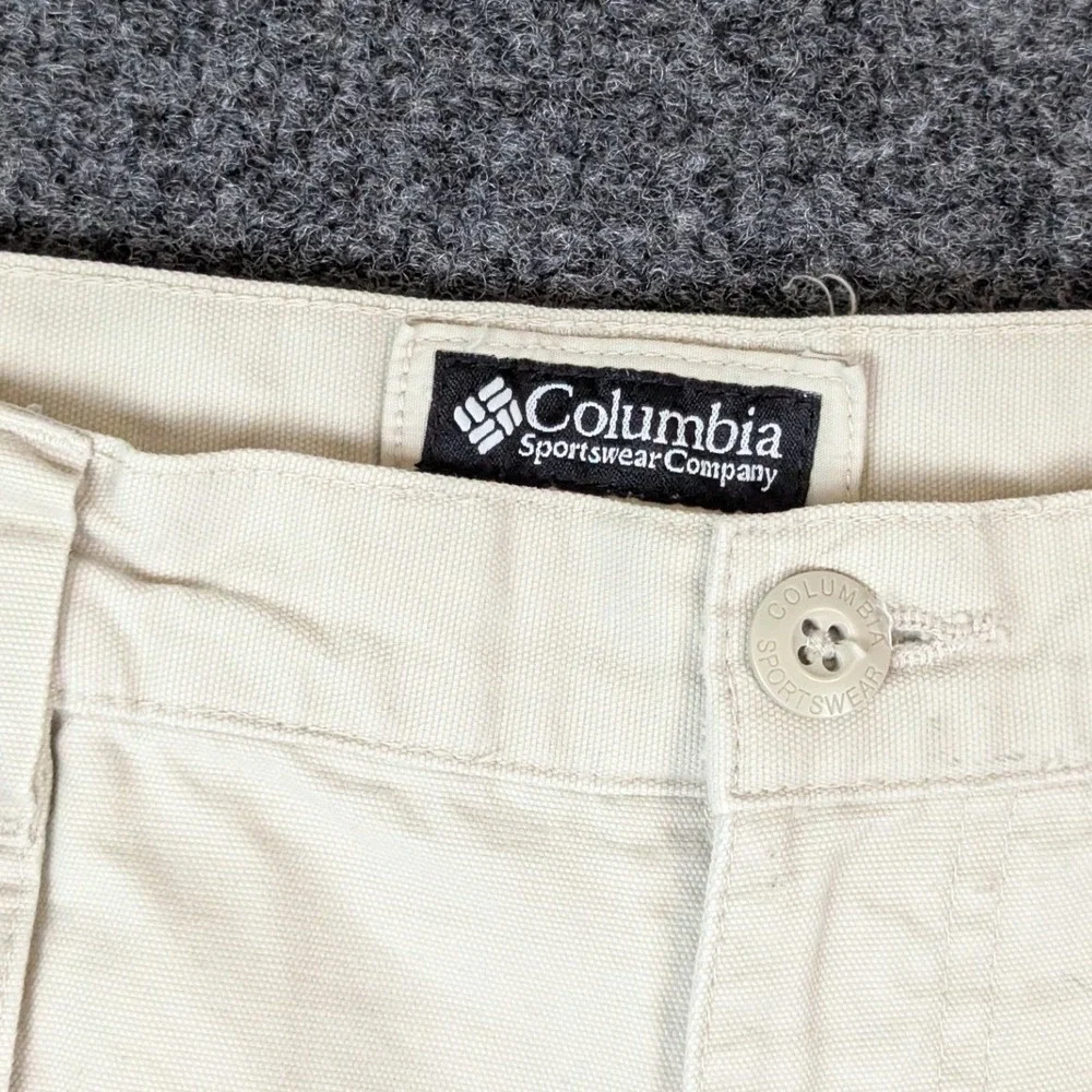 Columbia Mens 32 Tan Cotton Canvas Cargo Shorts Hiking Utility Outdoor 9 Inseam